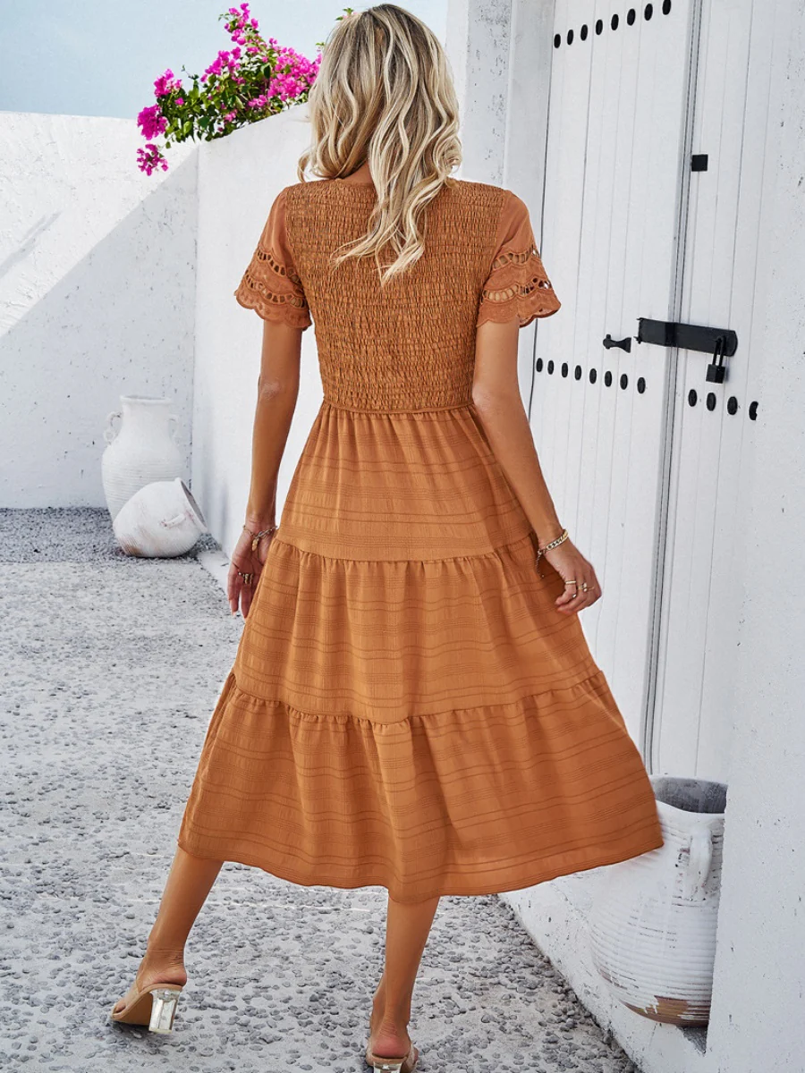 Hollow-out Lace Sleeves, Long Hollow-out Dress - Image 26