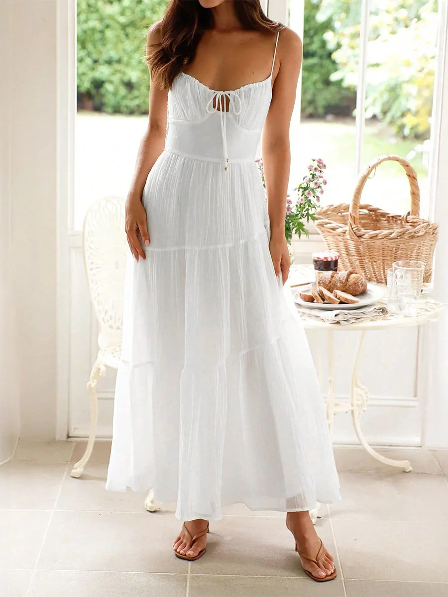 High-waisted Halter Dress With Bow Tie Detailing - Image 12