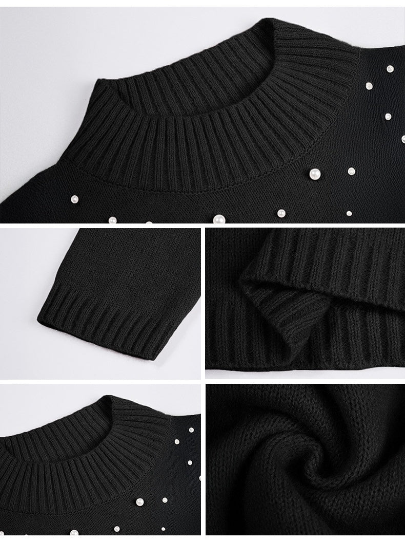High-neck Bodycon Sweater Short Dress - Image 21