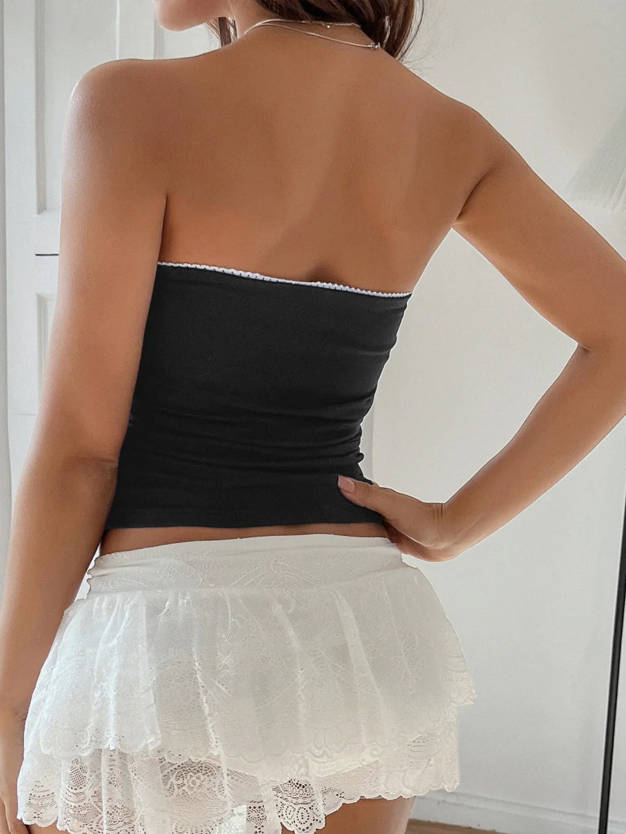 Lace Solid Color Strapless Top - Image 14