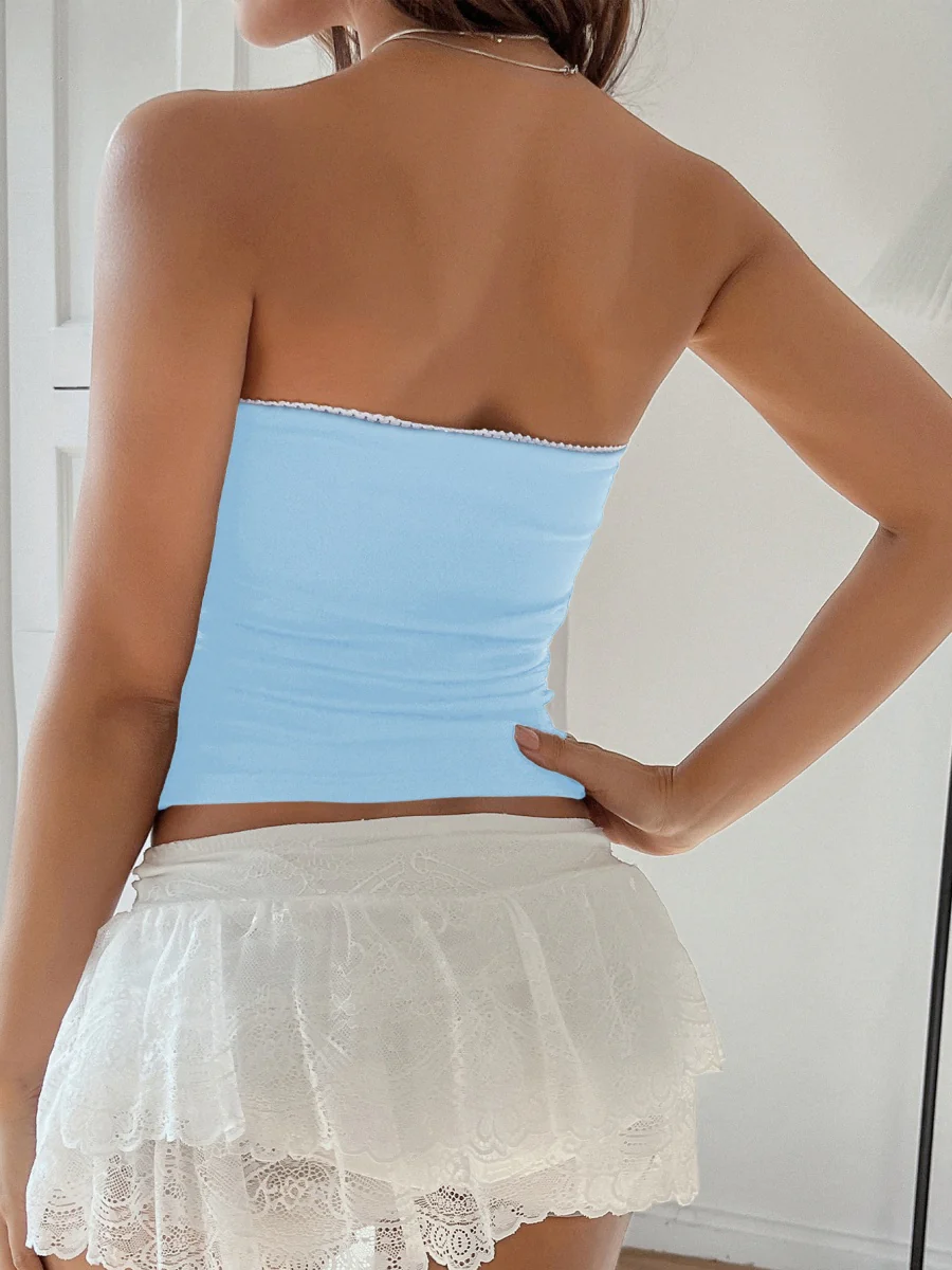 Lace Solid Color Strapless Top - Image 21
