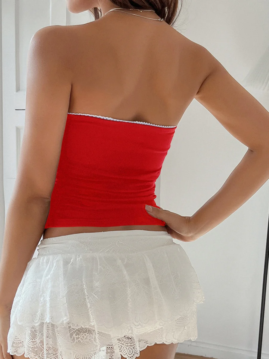 Lace Solid Color Strapless Top - Image 28