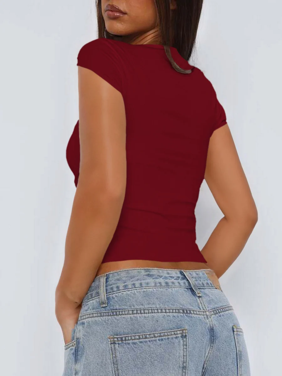 Slim-fit Solid Color Deep V Hollowed-out Tank Top - Image 10