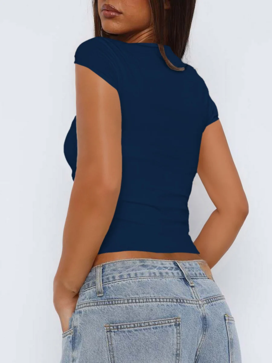 Slim-fit Solid Color Deep V Hollowed-out Tank Top - Image 21
