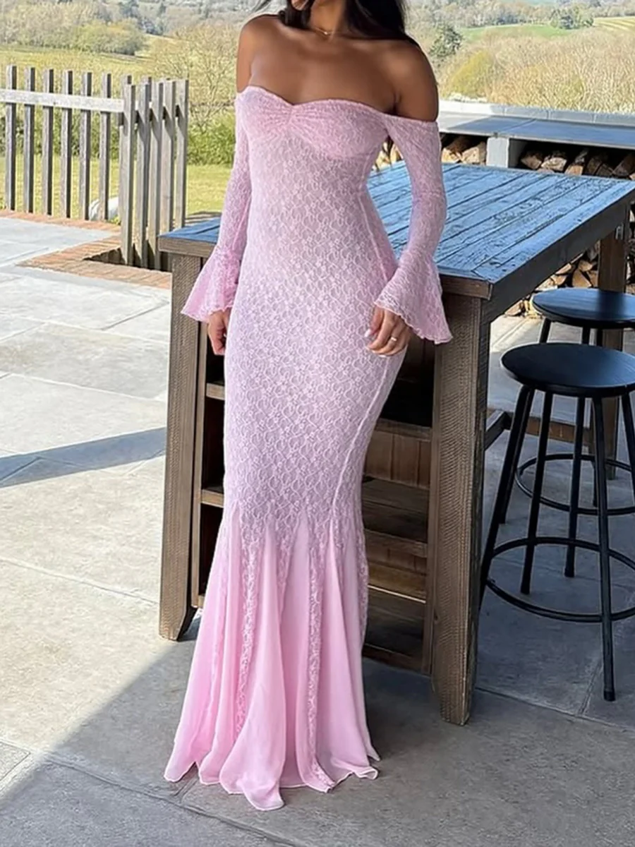 Lace Off-shoulder Long Dress - Image 4