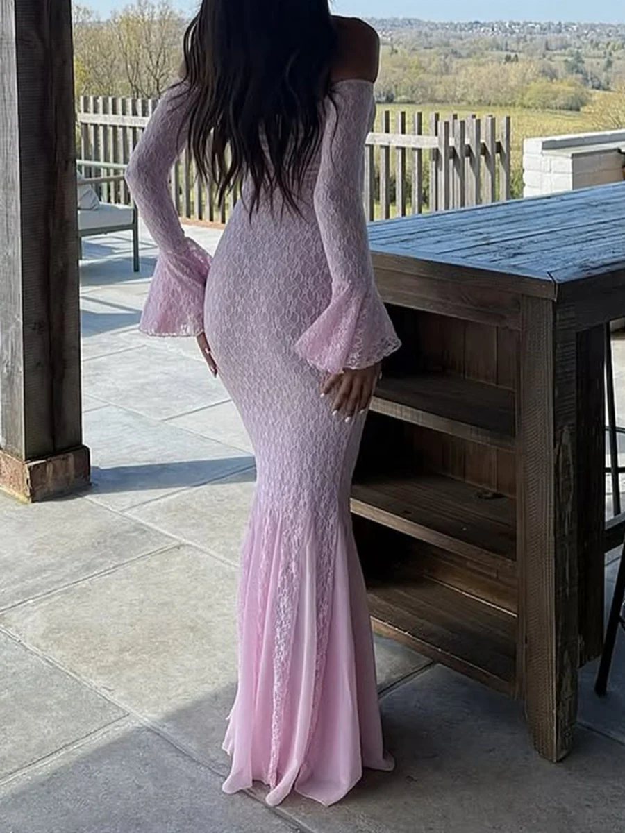 Lace Off-shoulder Long Dress - Image 5