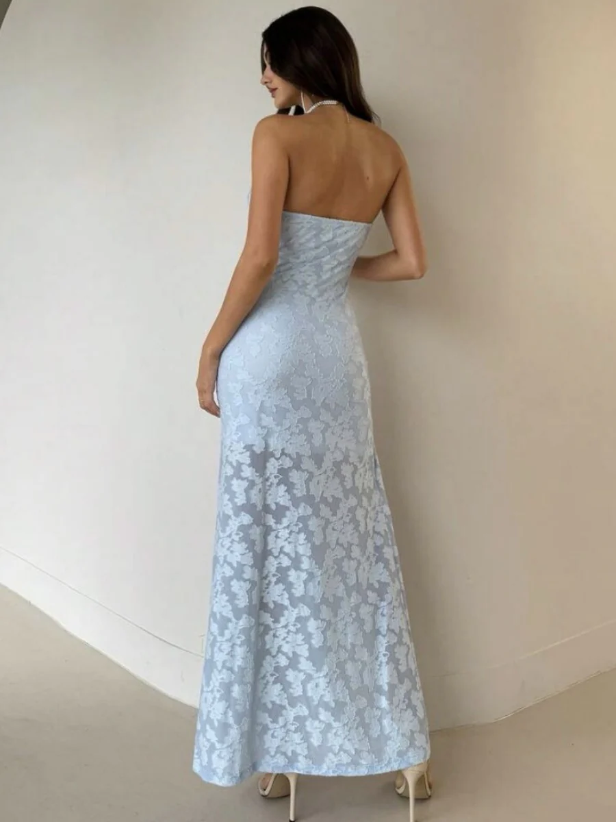 Strapless, Form-fitting, Backless, High-slit Long Dress - Image 2