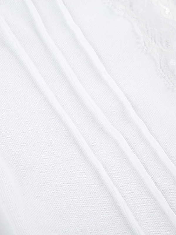 Deep V-neck Solid Color Lace Trim Split Camisole - Image 11