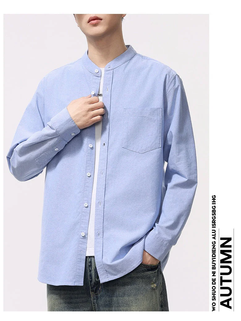 Liber Summer Men's Pocket decoration Solid Color Shirts - Image 3