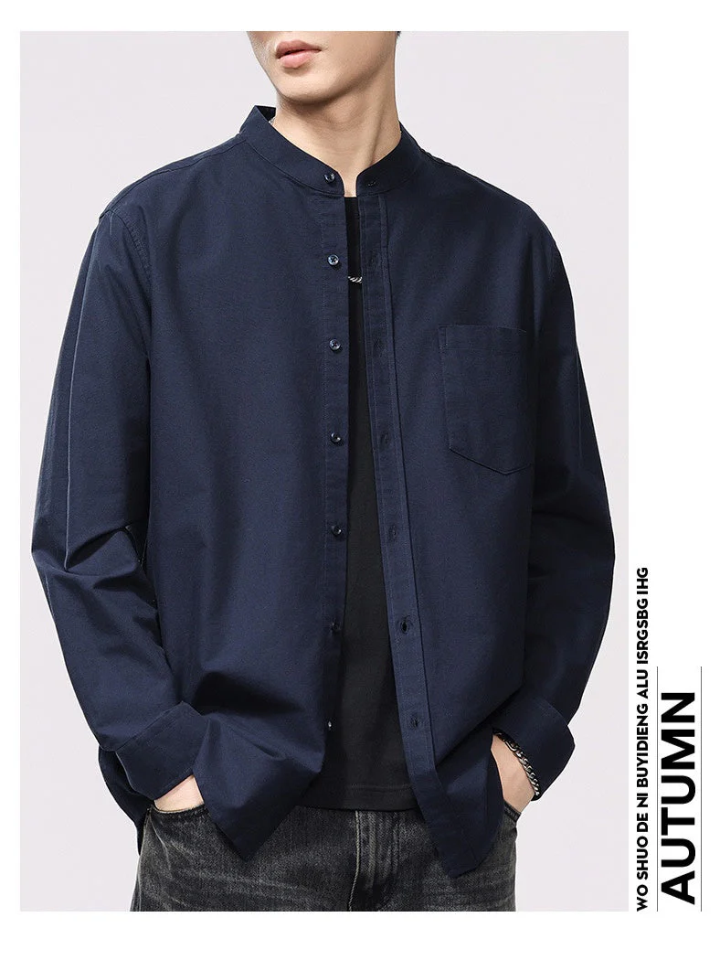 Liber Summer Men's Pocket decoration Solid Color Shirts - Image 4