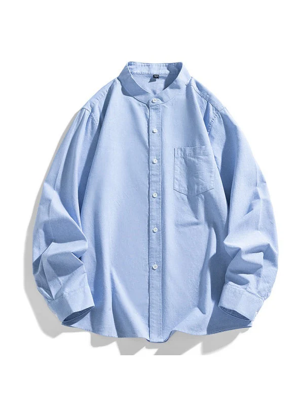 Liber Summer Men's Pocket decoration Solid Color Shirts - Image 8