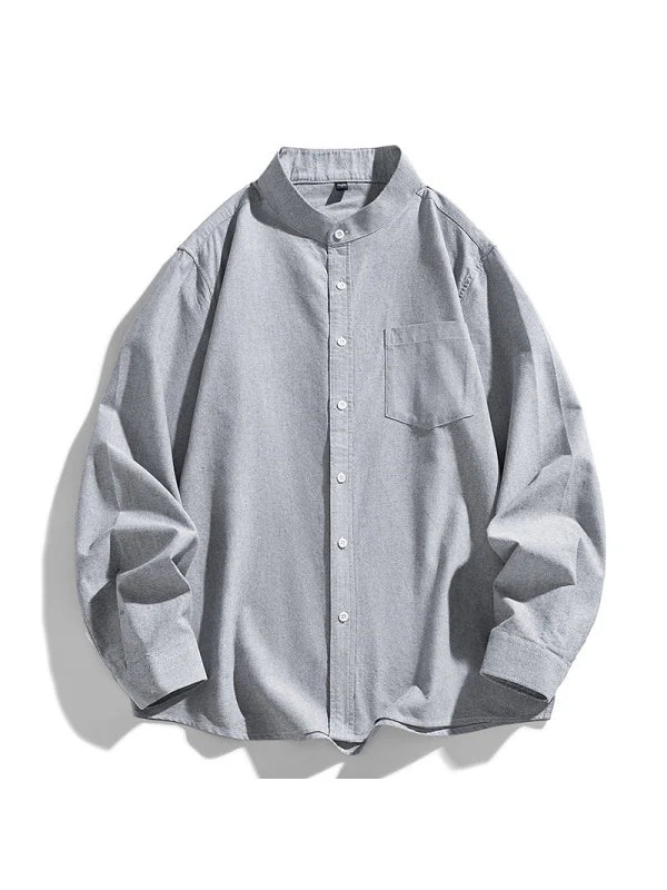 Liber Summer Men's Pocket decoration Solid Color Shirts - Image 9