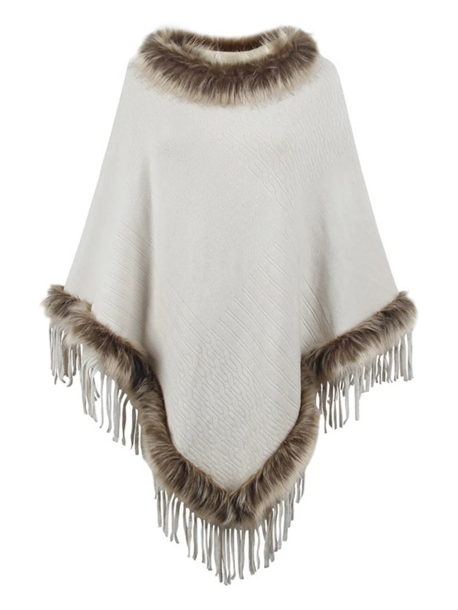 Knitting Tassel Hood Loose Cloak Shawl Sweaters - Image 10