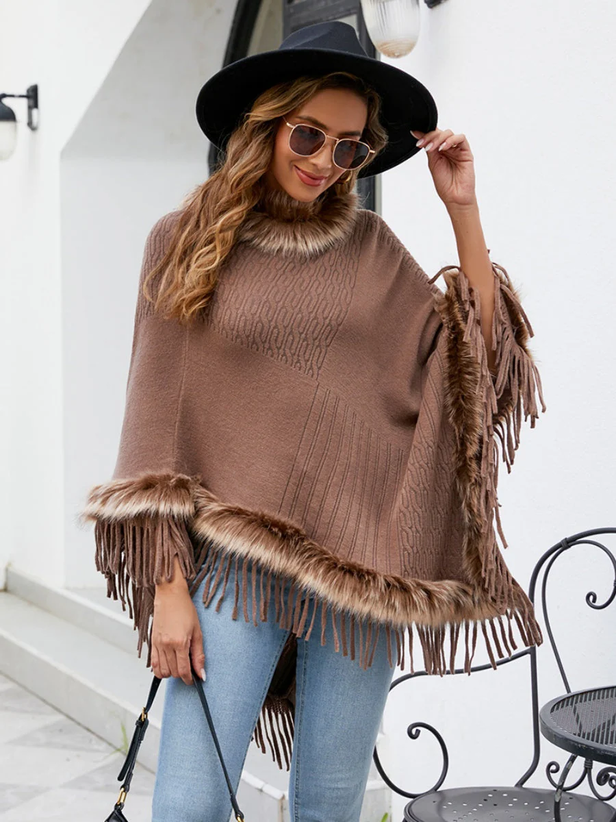 Knitting Tassel Hood Loose Cloak Shawl Sweaters - Image 2