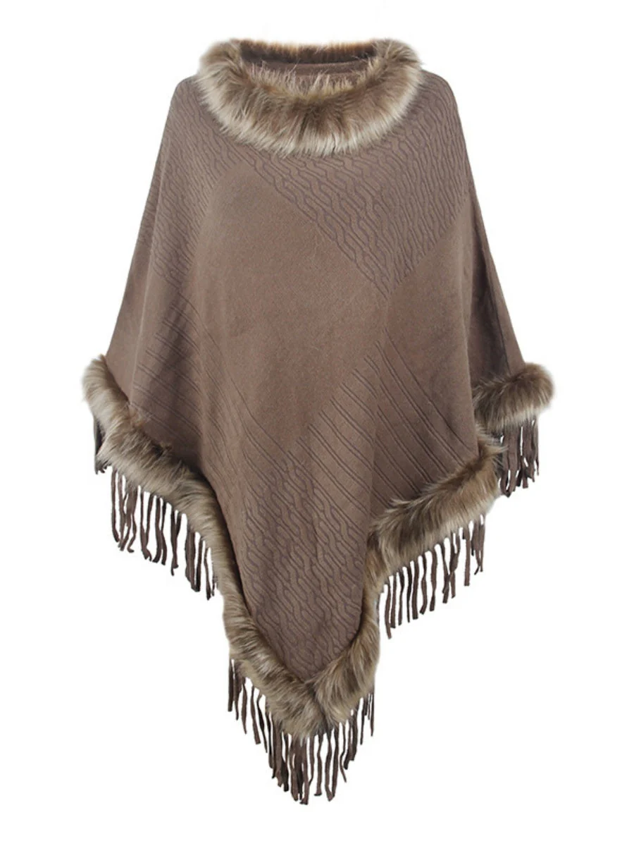 Knitting Tassel Hood Loose Cloak Shawl Sweaters - Image 5