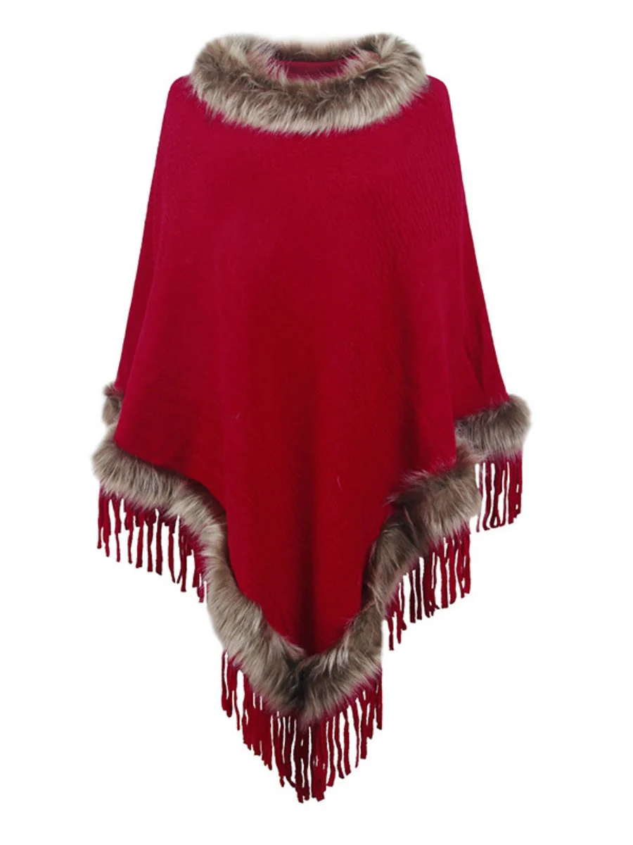 Knitting Tassel Hood Loose Cloak Shawl Sweaters - Image 6