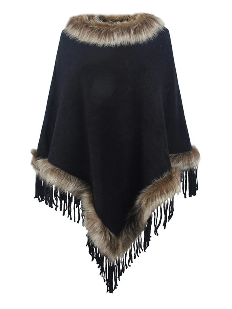 Knitting Tassel Hood Loose Cloak Shawl Sweaters - Image 8