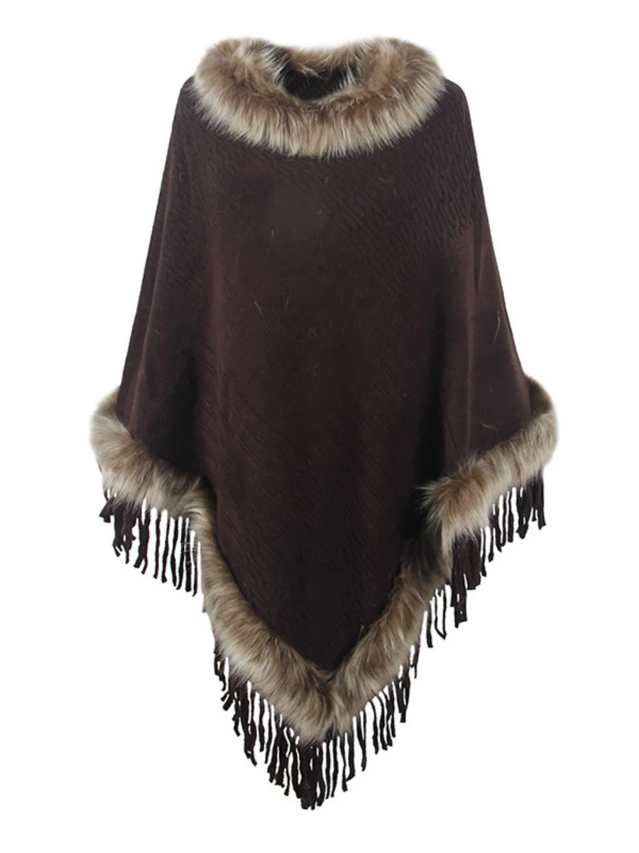 Knitting Tassel Hood Loose Cloak Shawl Sweaters - Image 9