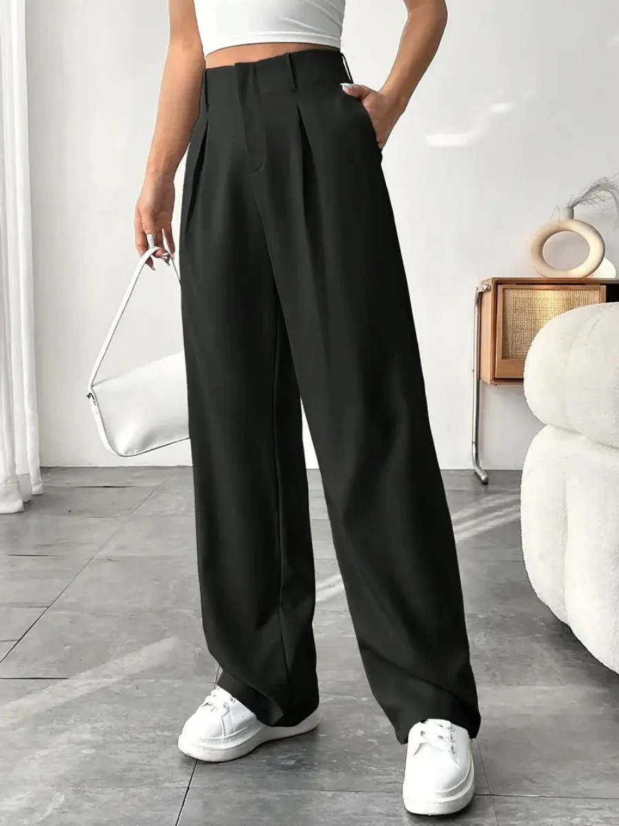High waist Pocket Wide-leg Pants - Image 12