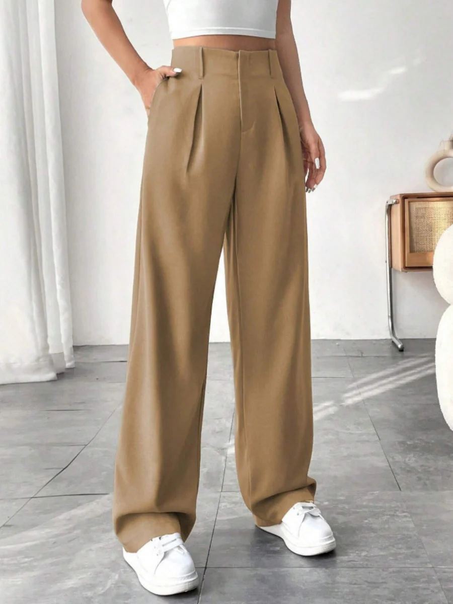 High waist Pocket Wide-leg Pants - Image 3