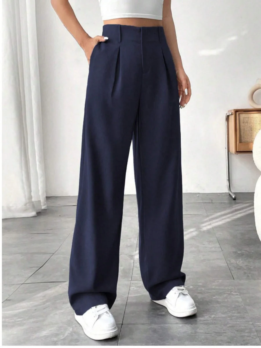 High waist Pocket Wide-leg Pants - Image 7