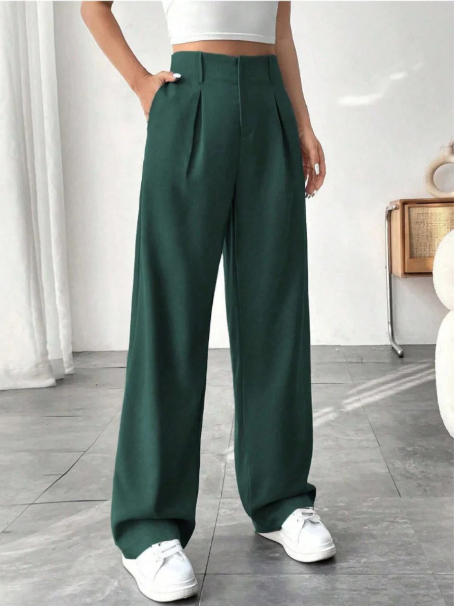 High waist Pocket Wide-leg Pants - Image 8