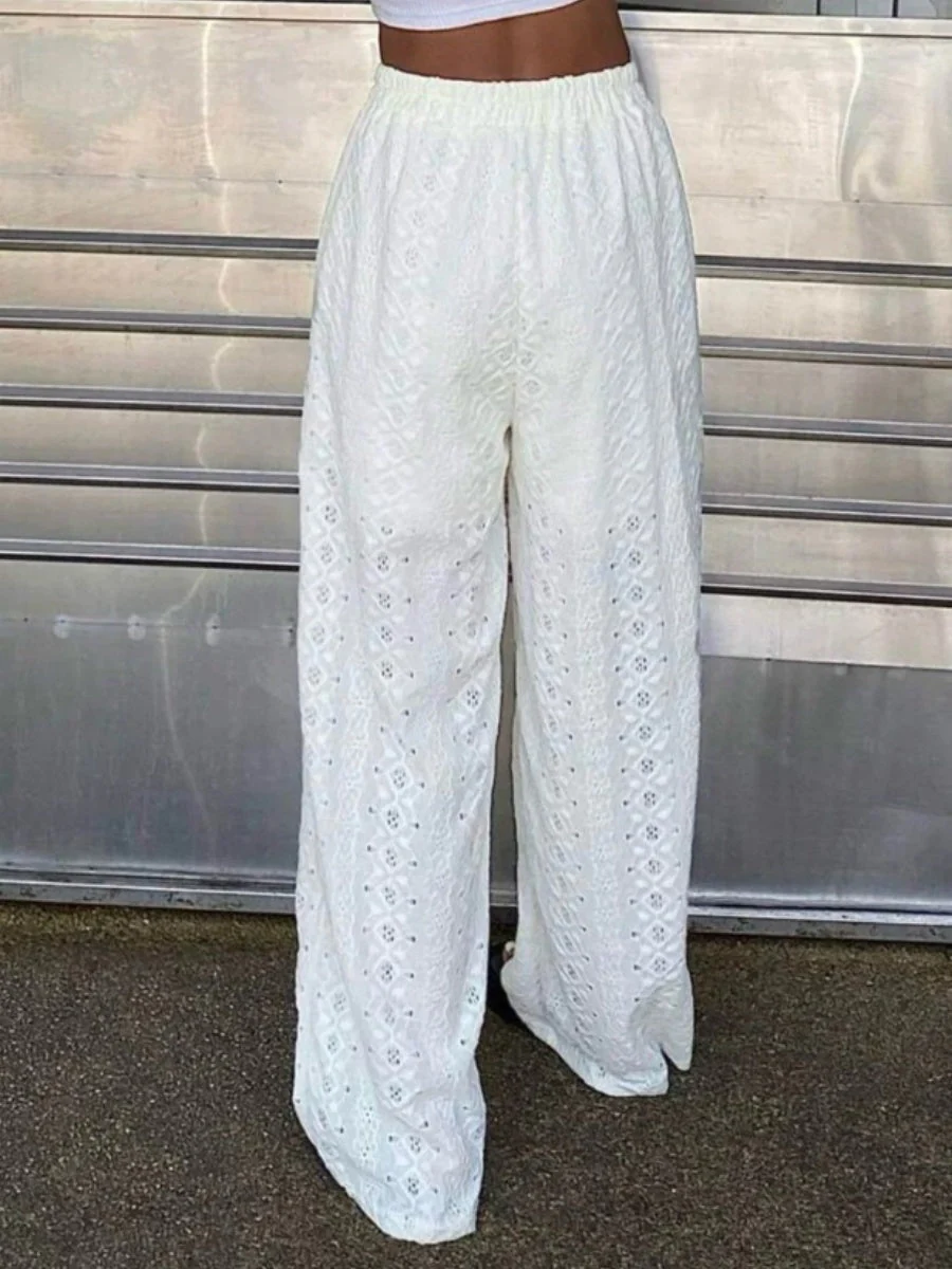 Lace High waist Straight Pants - Image 4