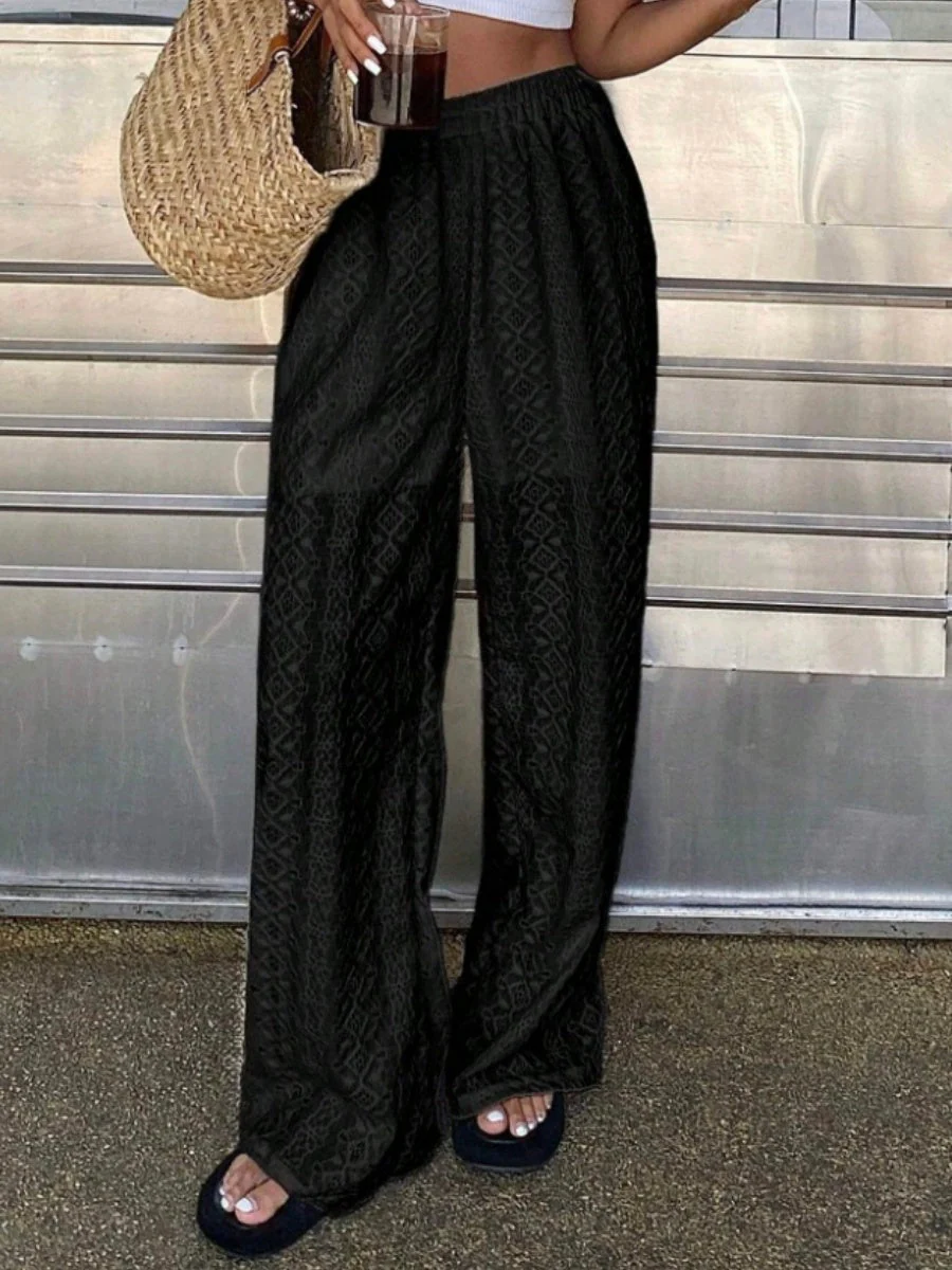 Lace High waist Straight Pants - Image 5