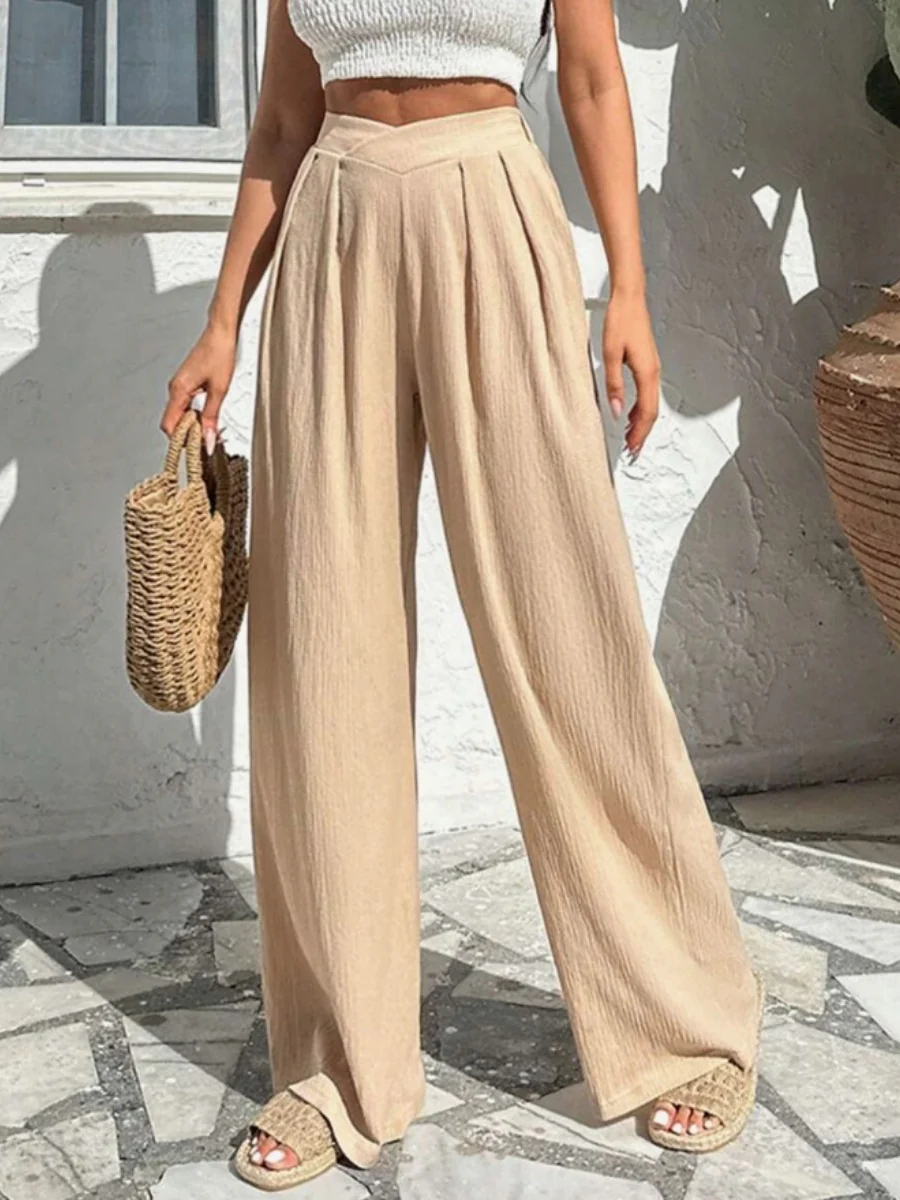 Asymmetrical High-waisted Loose-fitting Trousers With Pleats At The Waist - Image 14