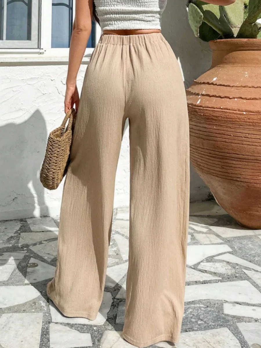 Asymmetrical High-waisted Loose-fitting Trousers With Pleats At The Waist - Image 15