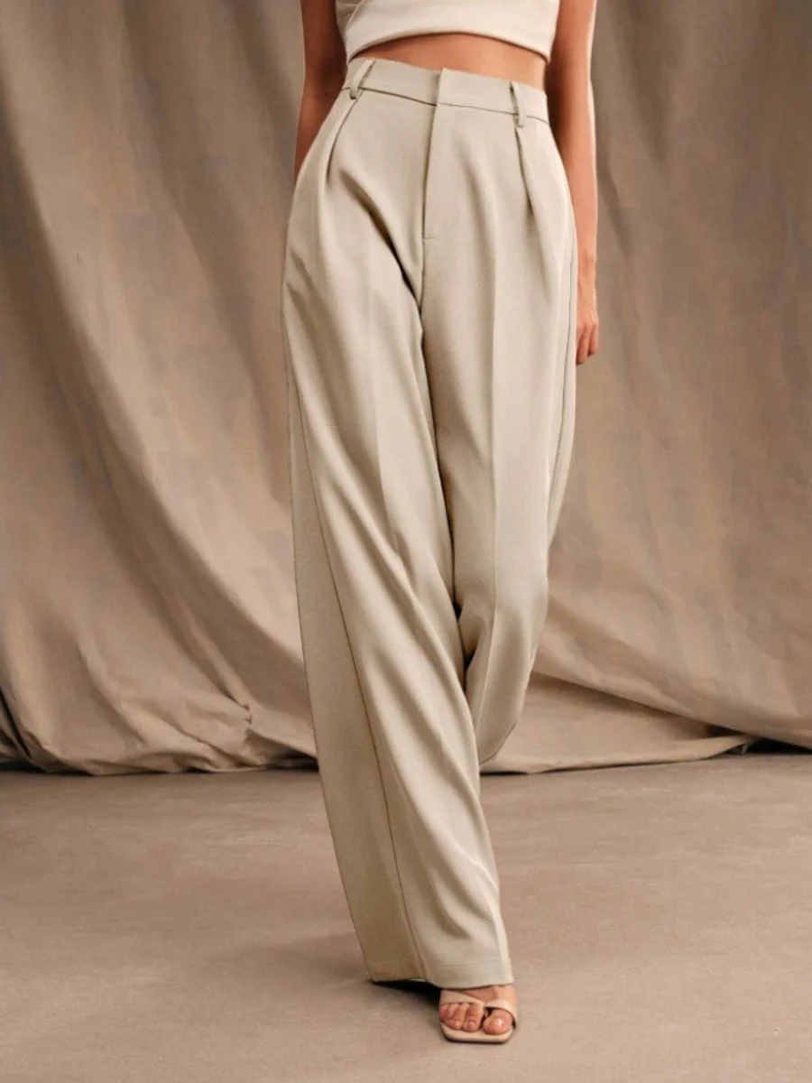 Commuting Loose High-waisted Straight Wide-leg Trousers - Image 14