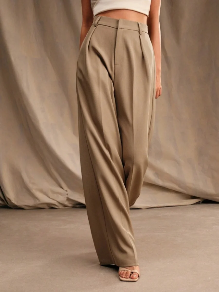 Commuting Loose High-waisted Straight Wide-leg Trousers - Image 4