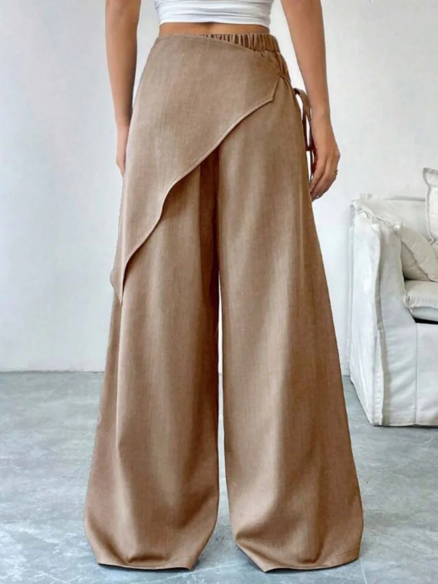 Button-up Slimming Wide-leg Trousers - Image 10