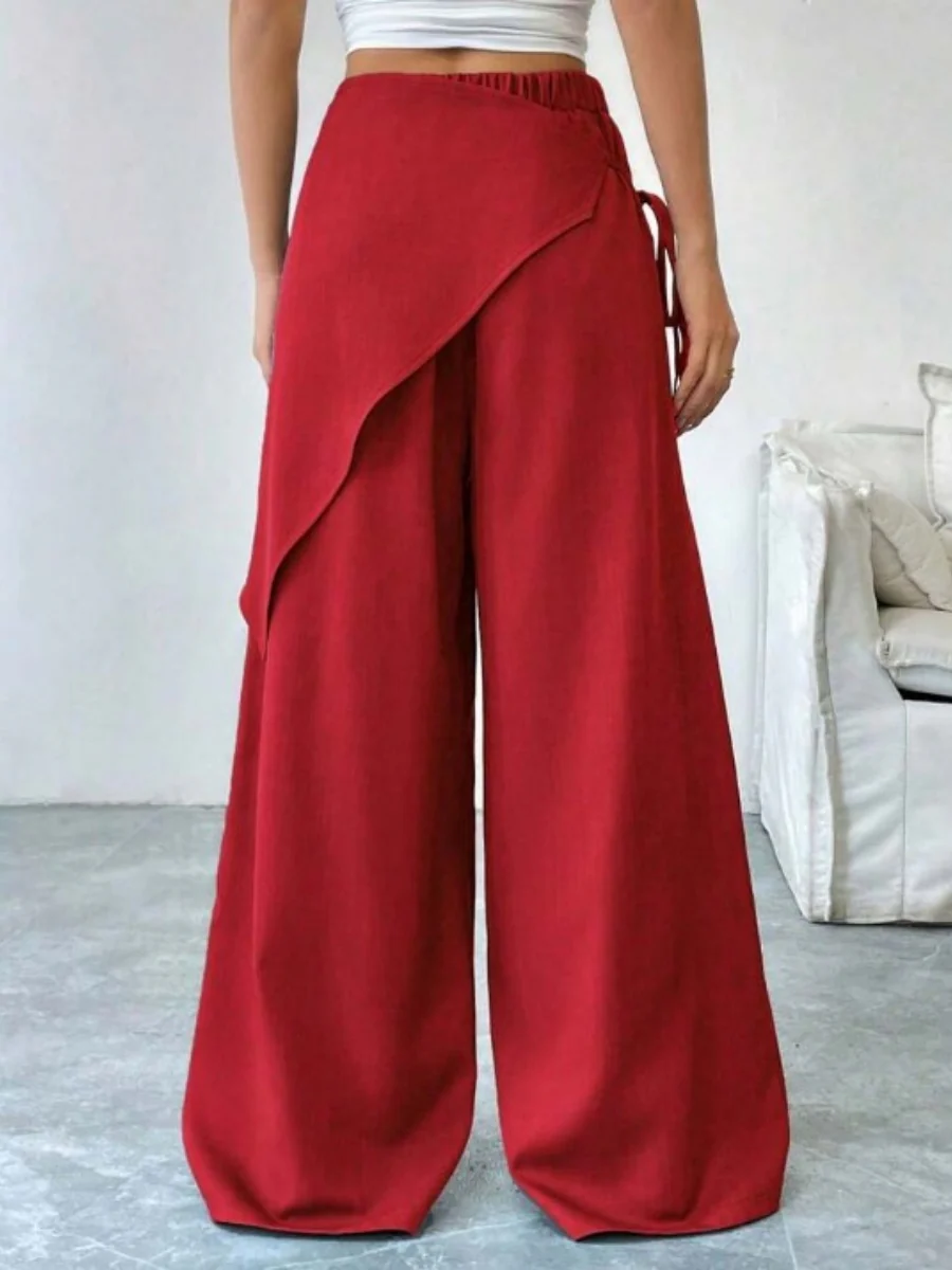 Button-up Slimming Wide-leg Trousers - Image 13