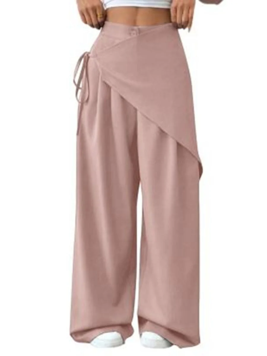 Button-up Slimming Wide-leg Trousers - Image 15