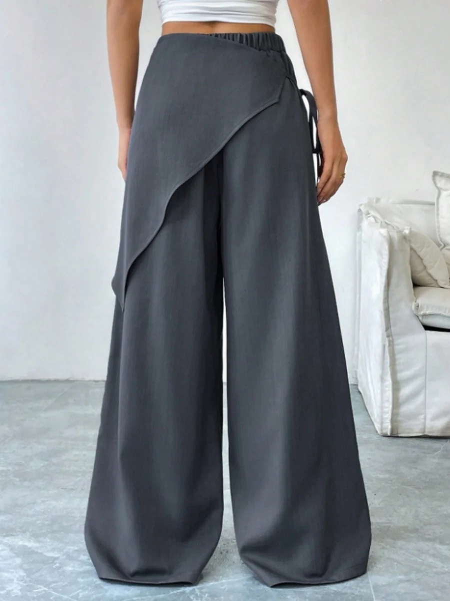 Button-up Slimming Wide-leg Trousers - Image 2
