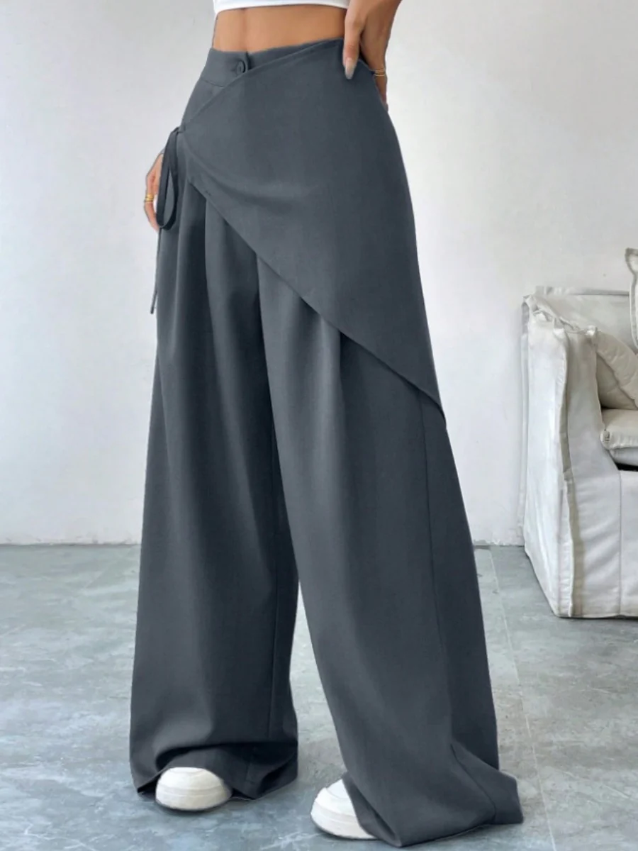 Button-up Slimming Wide-leg Trousers - Image 4