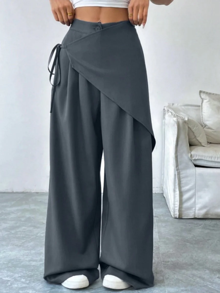 Button-up Slimming Wide-leg Trousers - Image 5