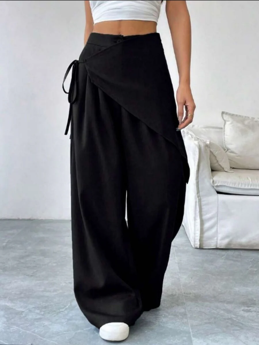 Button-up Slimming Wide-leg Trousers - Image 6