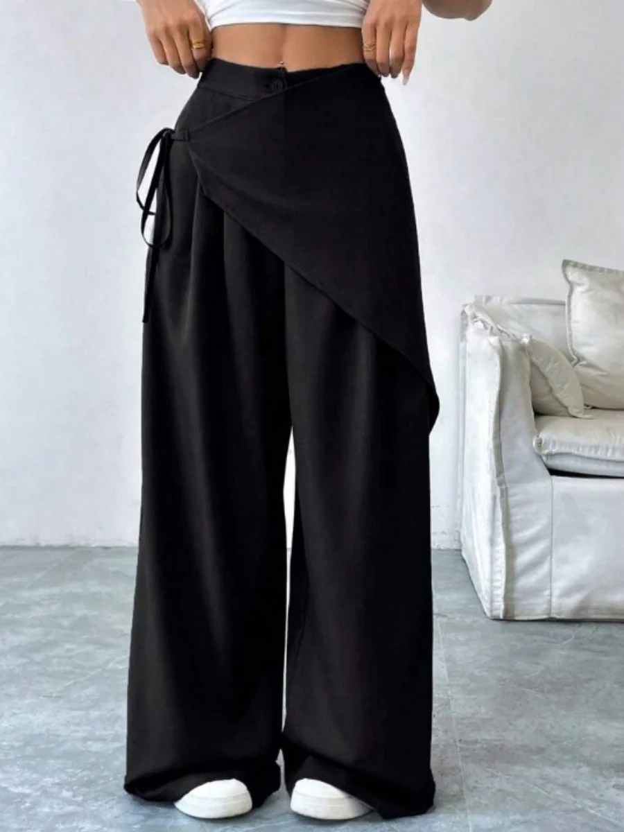 Button-up Slimming Wide-leg Trousers - Image 8