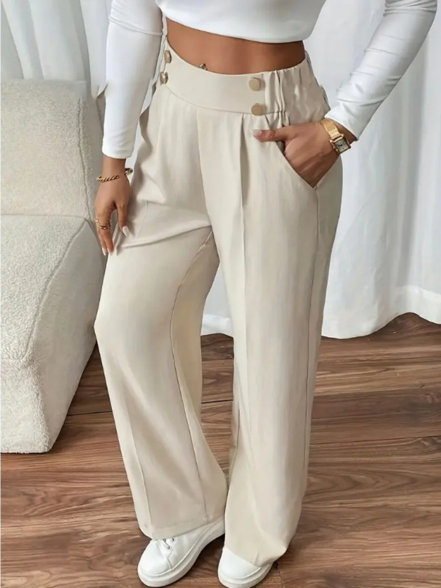 Casual High-waisted  Loose Straight leg Pocket Pants - Image 11