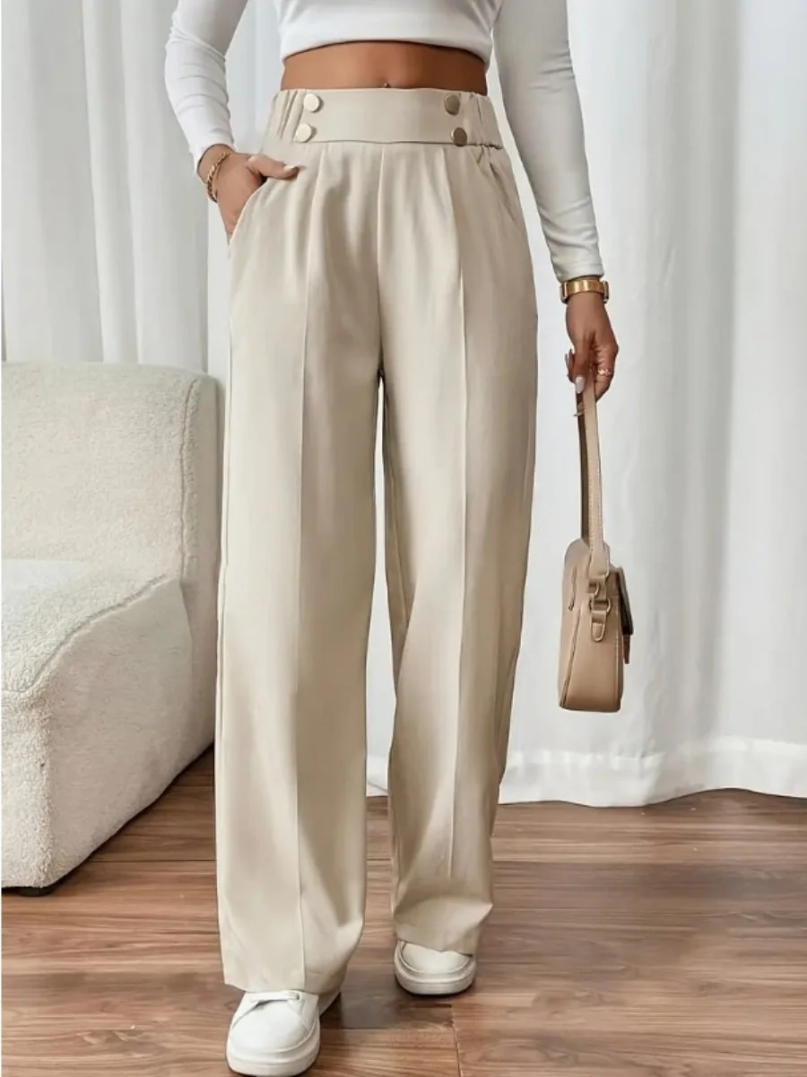 Casual High-waisted  Loose Straight leg Pocket Pants - Image 13