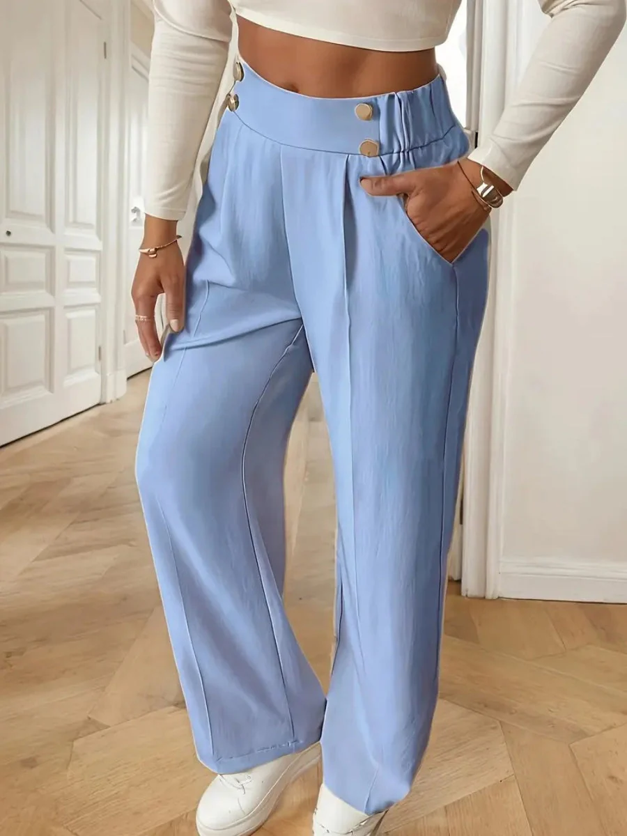 Casual High-waisted  Loose Straight leg Pocket Pants - Image 16