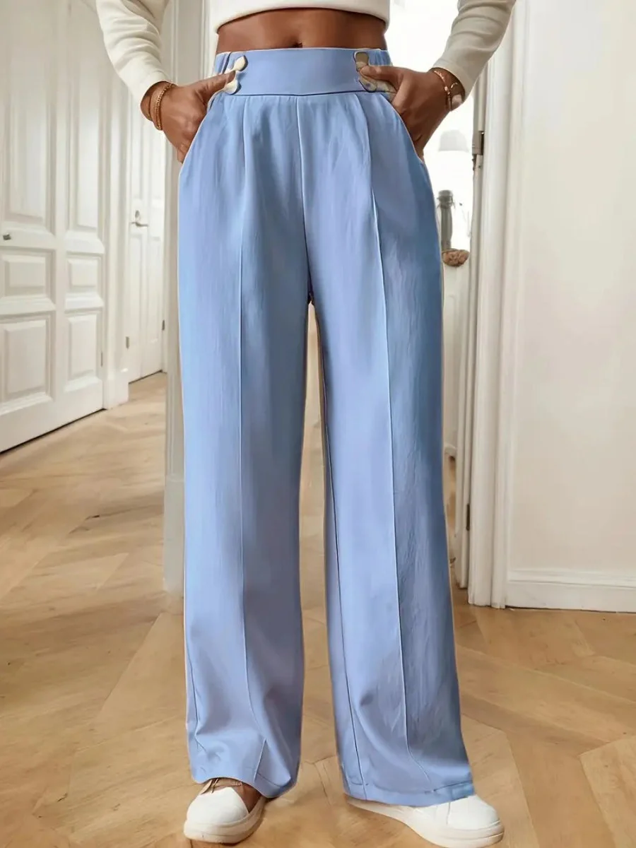 Casual High-waisted  Loose Straight leg Pocket Pants - Image 17