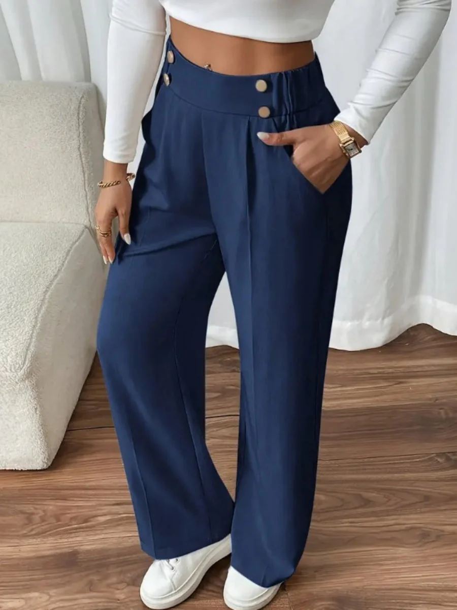 Casual High-waisted  Loose Straight leg Pocket Pants - Image 18