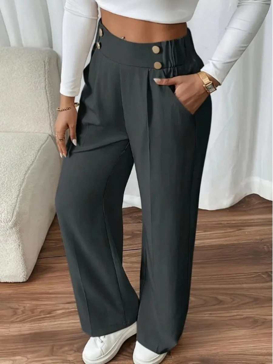 Casual High-waisted  Loose Straight leg Pocket Pants - Image 24
