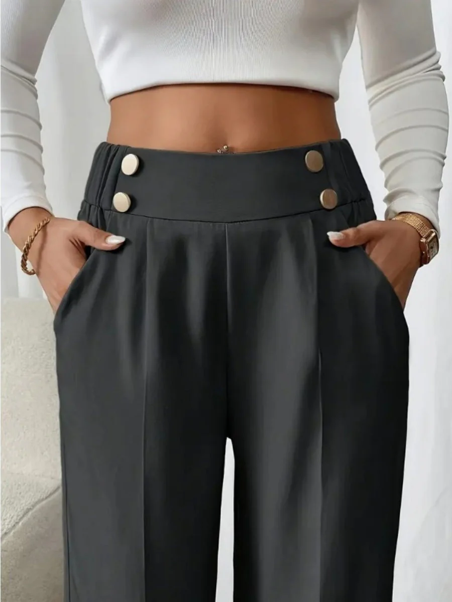 Casual High-waisted  Loose Straight leg Pocket Pants - Image 26