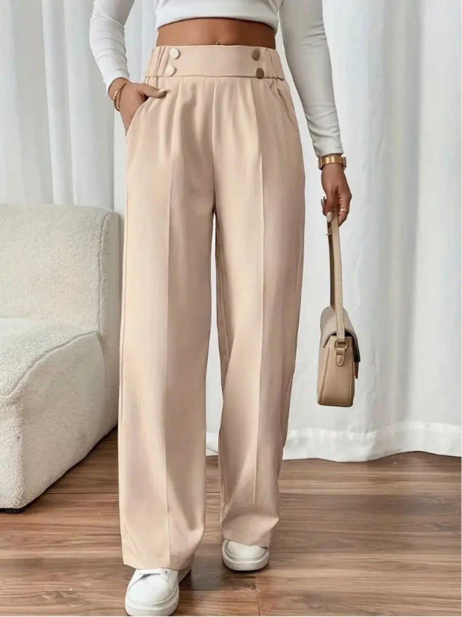 Casual High-waisted  Loose Straight leg Pocket Pants - Image 28