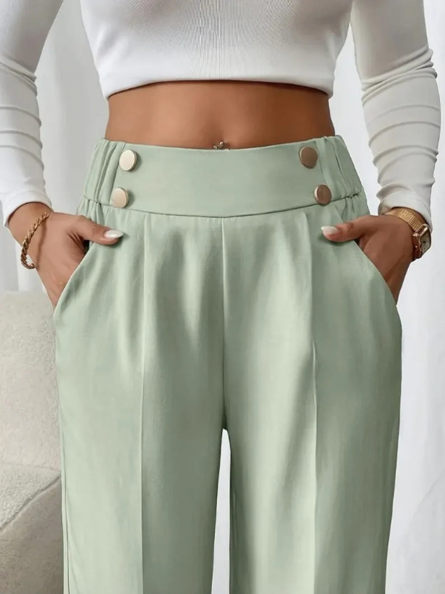 Casual High-waisted  Loose Straight leg Pocket Pants - Image 35