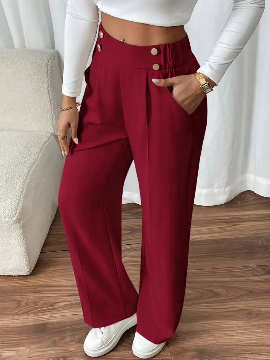 Casual High-waisted  Loose Straight leg Pocket Pants - Image 36